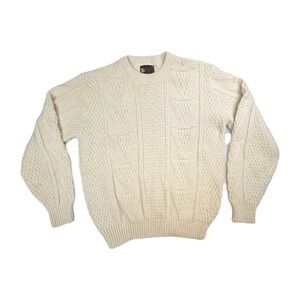 Vtg Merrimac Valley New England ALPS Cable Sweater Cabin Nordic Ski Ivory Men XL